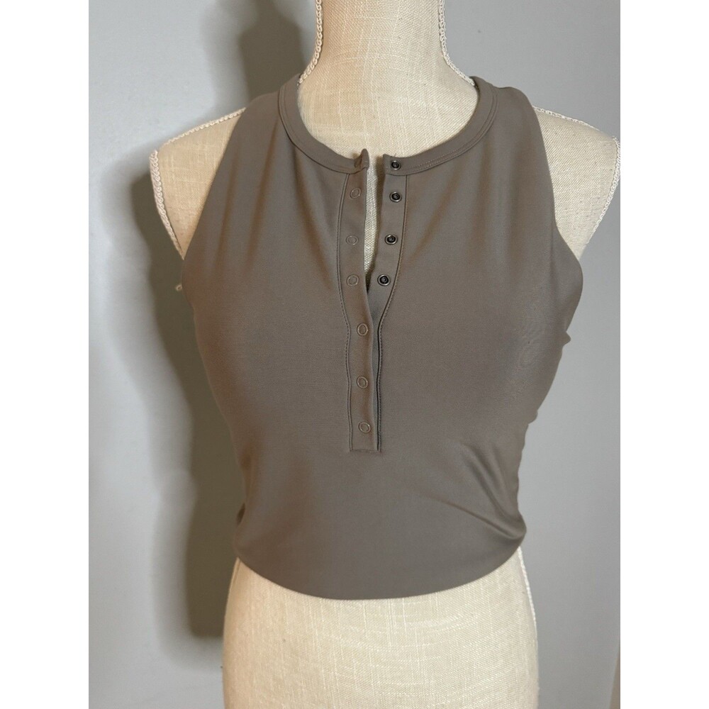 Abercrombie & Fitch YPB‎ SculptLUX Crop Top Henley Slim Tank Sz Medium